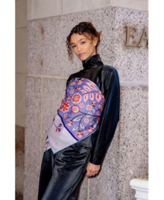 Double Sided Wool Silk Scarf Of Flower Imagination