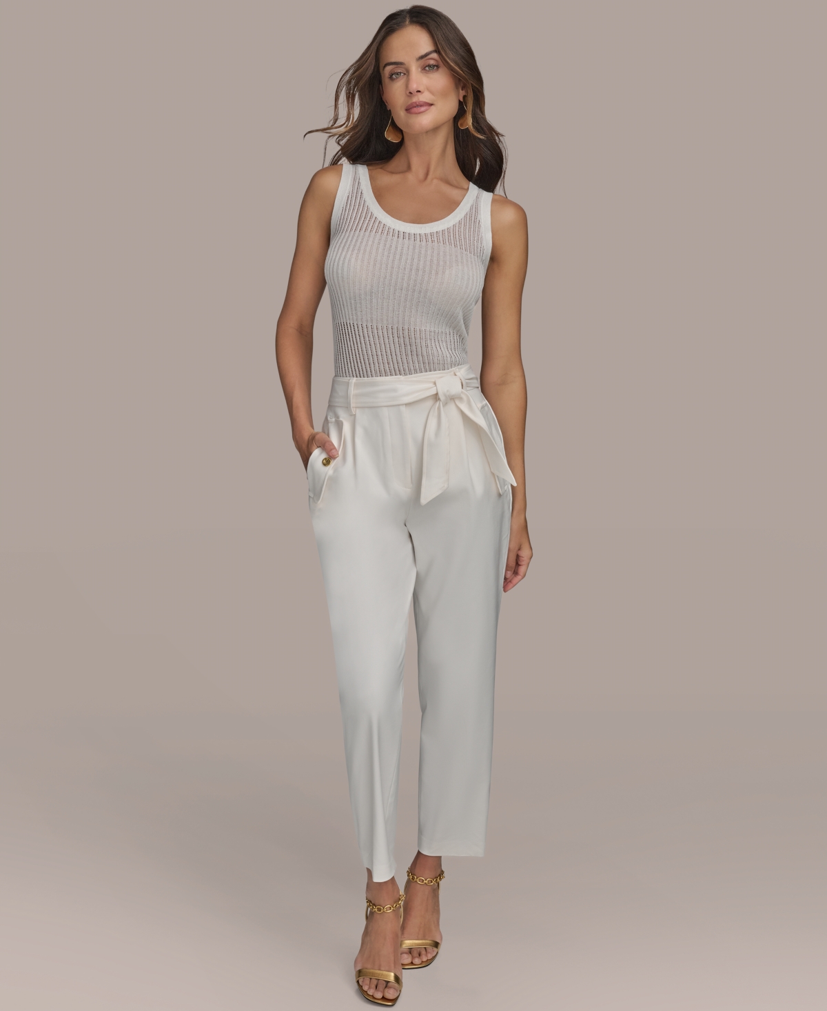 Donna Karan Women's Cotton-blend Slim-leg Pants In Cream