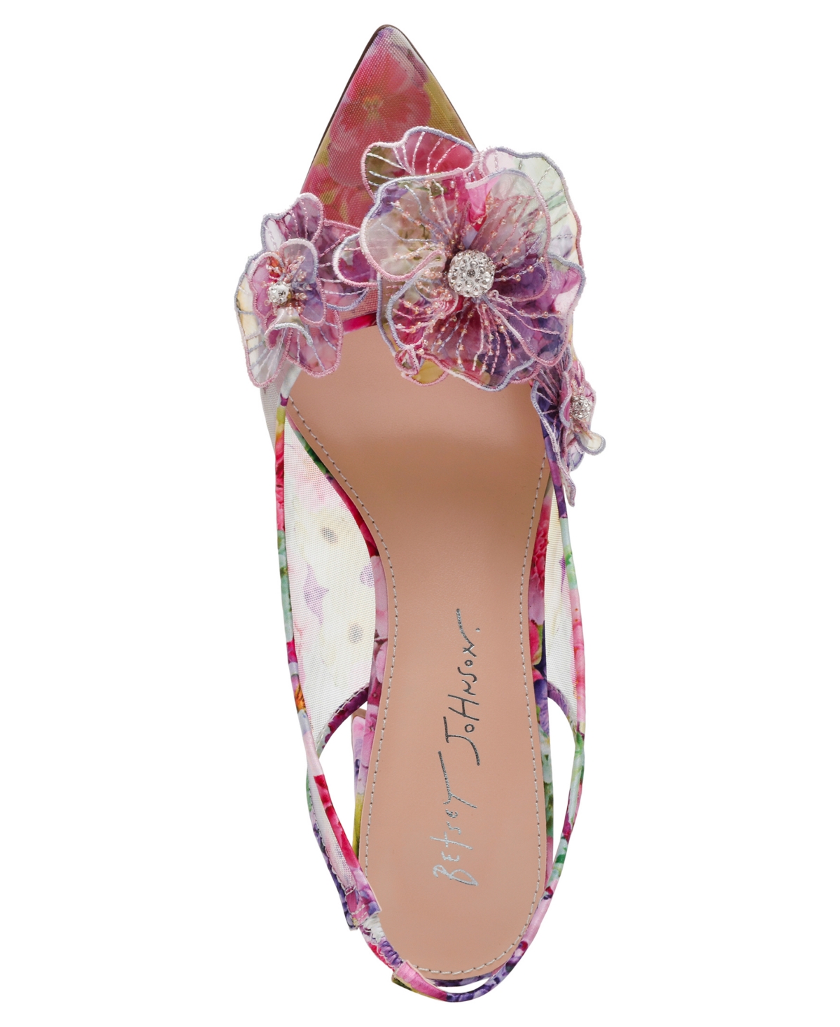 BETSEY JOHNSON WOMEN'S PETRA FLOWER APPLIQUE SLINGBACK PUMPS 
