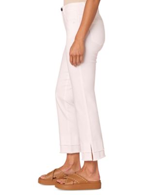 Petite Frayed-Cuffed Side-Slit Denim Jeans