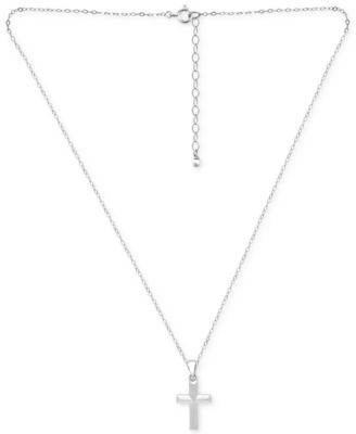 Cross Pendant Necklace in 18k Gold-Plated Sterling Silver (also in Sterling Silver), 16" + 2" extender, Exclusively at Macy's 