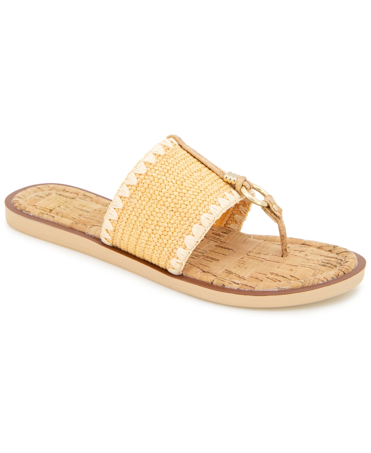 Women's Sabriya Slide Flat Sandals - Orange Raffia