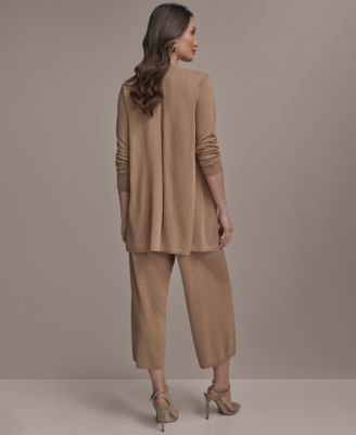 DONNA KARAN WOMENS OPEN FRONT CARDIGAN SWEATER RIBBED SWEATER TANK PULL ON PANTS 