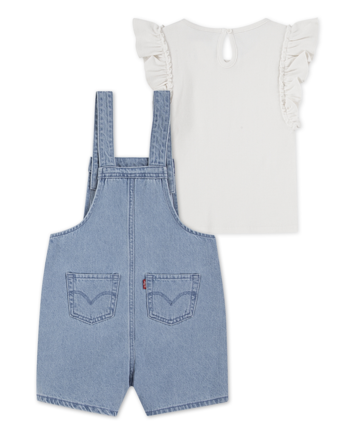LEVI'S LITTLE GIRLS 2-PIECE T-SHIRT AND BUTTERFLY CROCHET SHORTALLS SET 