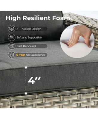 Outdoor Patio Furniture Set,6 Pieces Rattan Sectional Patio Furniture Set,Outside Coversation Set with Extra Deep Outdoor Sofa Couch and Solar Coffee Table for Porch Balcony Backyard Deck Poolside