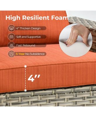 Outdoor Patio Furniture Set,6 Pieces Rattan Sectional Patio Furniture Set,Outside Coversation Set with Extra Deep Outdoor Sofa Couch and Solar Coffee Table for Porch Balcony Backyard Deck Poolside