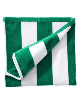 Velour Cabana Stripe Cotton Oversized Beach Towel, 35" x 70"