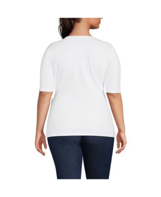 Блузка из легкого джерси с боковым завязыванием на рукаве до локтя размера плюс от Lands' End