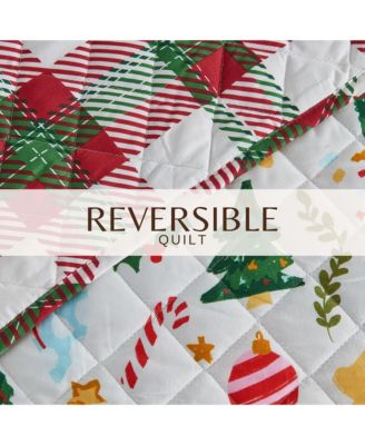 Festive Holiday Reversible Microfiber Quilt Set with Shams