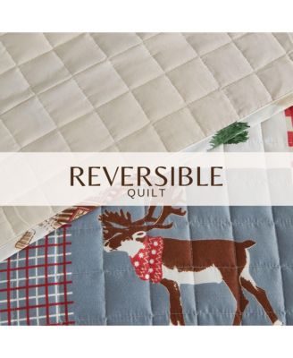 Festive Holiday Reversible Microfiber Quilt Set with Shams
