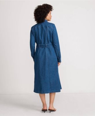 Женское платье-рубашка миди из мягкой джинсовой ткани Lands' End