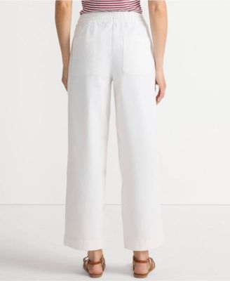 Женские брюки-чино в елочку от Lands' End с высокой посадкой, свободные прямые брюки на завязках по щиколотку