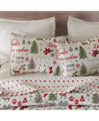 Holiday Printed Microfiber Quilt Set With Shams