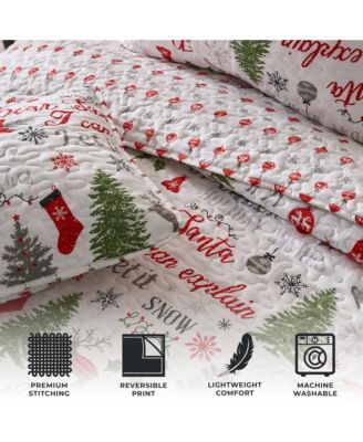 Holiday Printed Microfiber Quilt and Sham Set