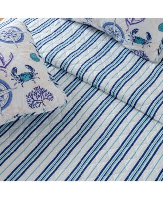 Nautical Microfiber Quilt Set With Shams