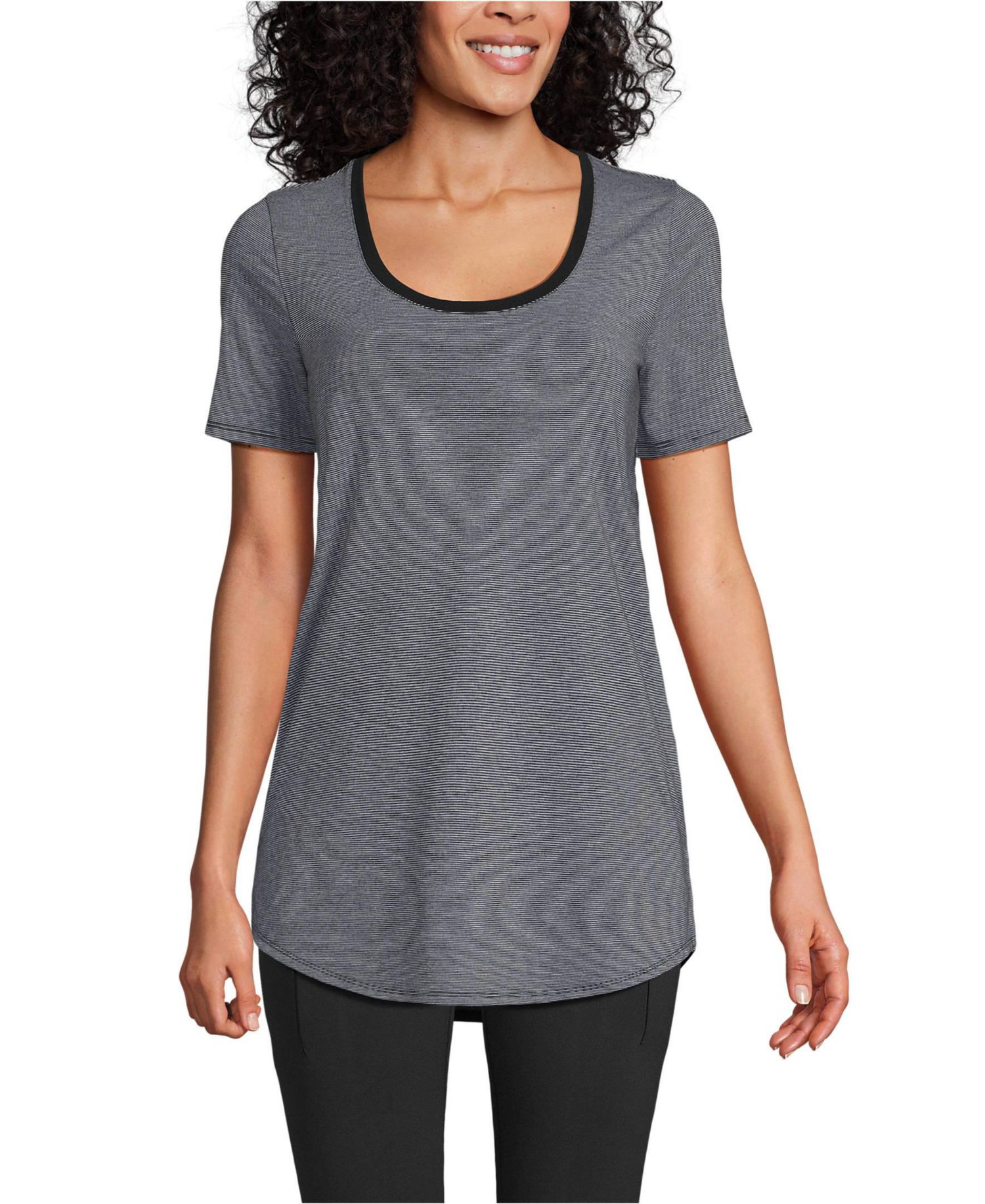 Women's Tall Short Sleeve Power Performance Scoop Neck Curved Hem Tunic Tee