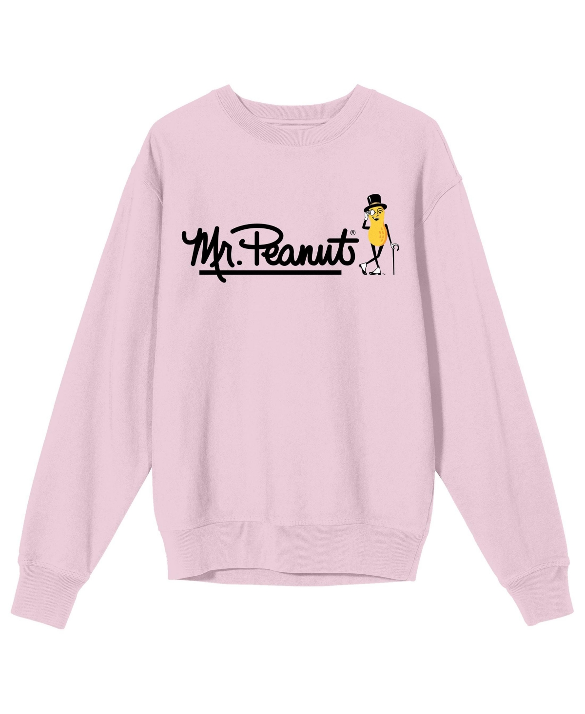 Men's Planters Mr. Peanut Adult Pink Crew Neck Sweatshirt-3XL - Pink