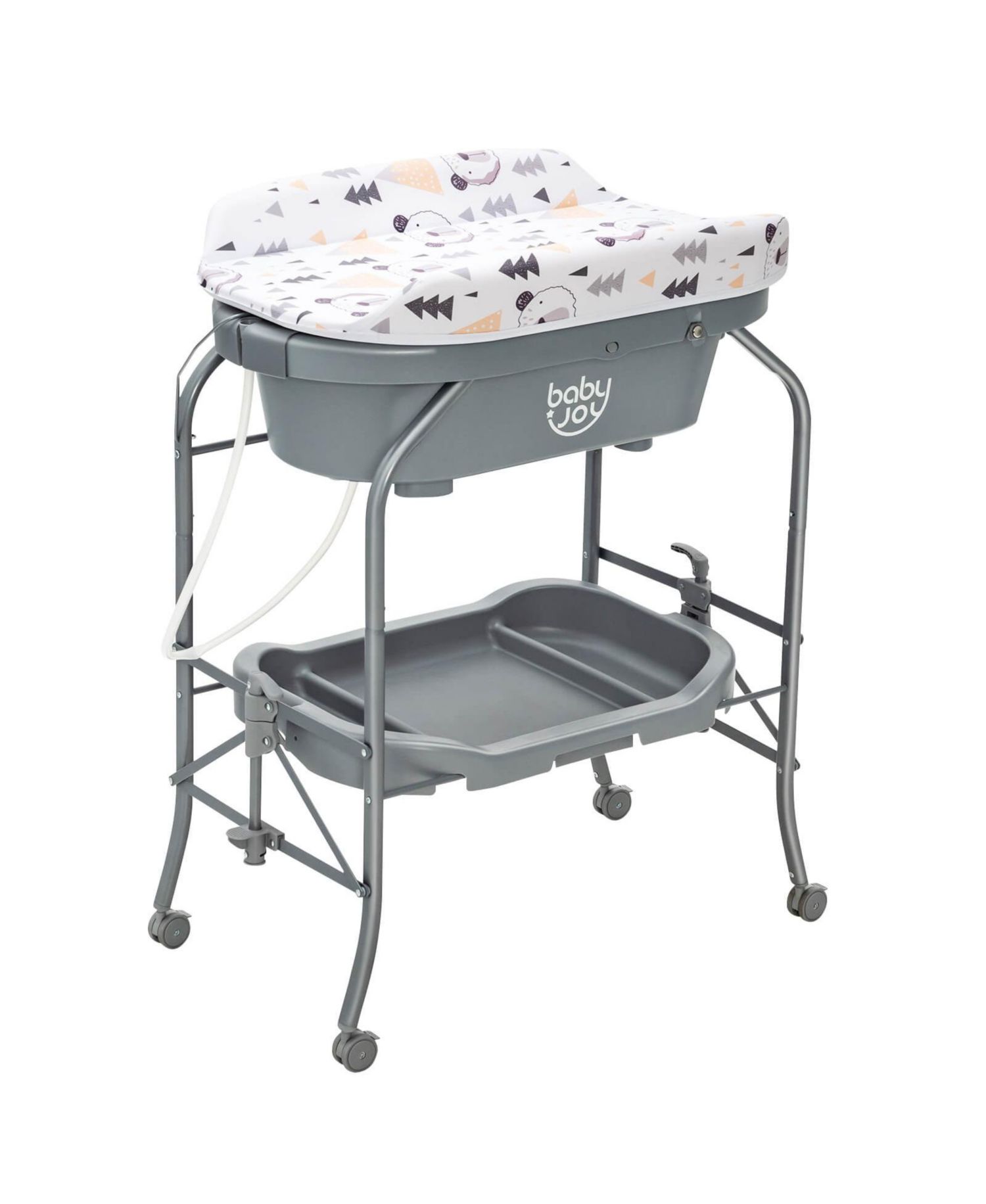 Portable Baby Changing Table with Storage Basket and Shelves