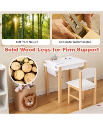 Kids Art Table and Chair Set with Drawer Paper Roll and 2 Markers