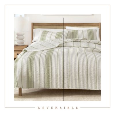 Farmhouse Stripe Microfiber Quilt Set With Shams