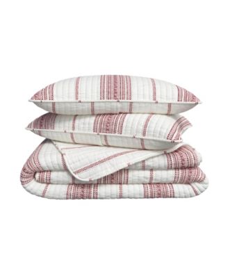 Farmhouse Stripe Microfiber Quilt Set With Shams
