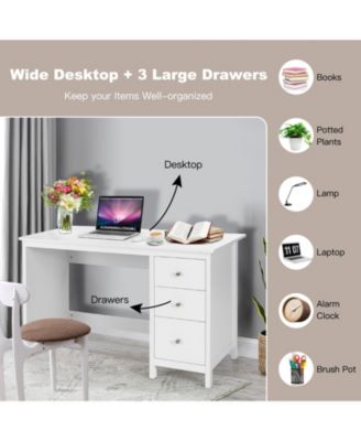 3-Drawer Home Office Study Computer Desk with Spacious Desktop