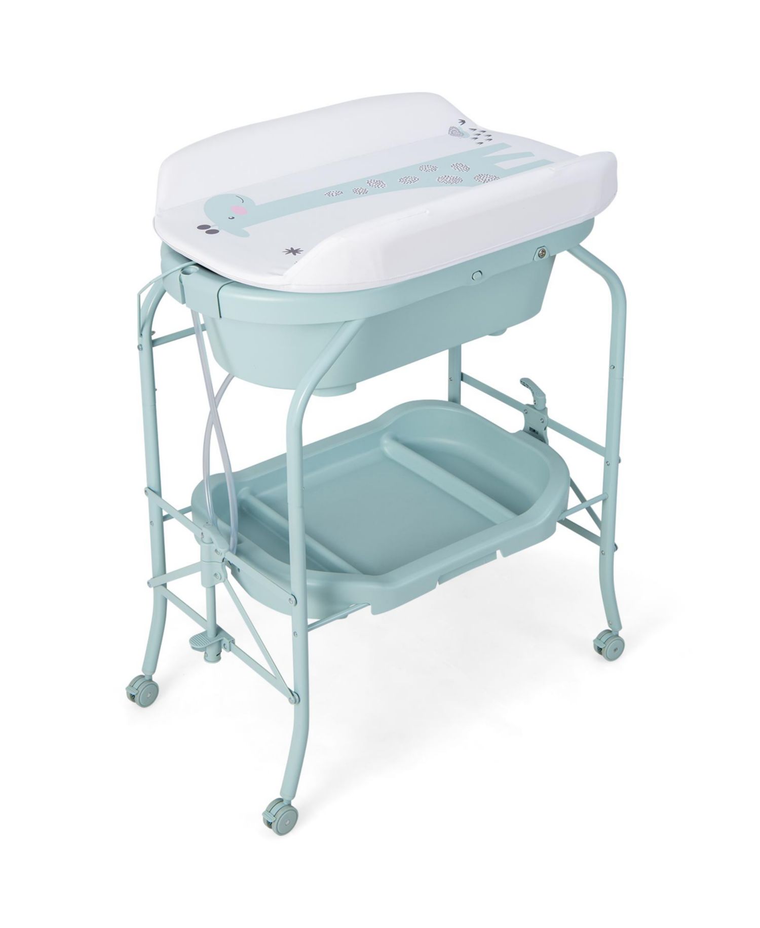 Portable Baby Changing Table with Storage Basket and Shelves