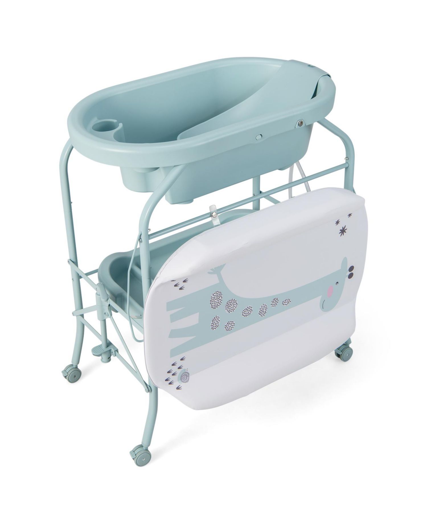 Portable Baby Changing Table with Storage Basket and Shelves