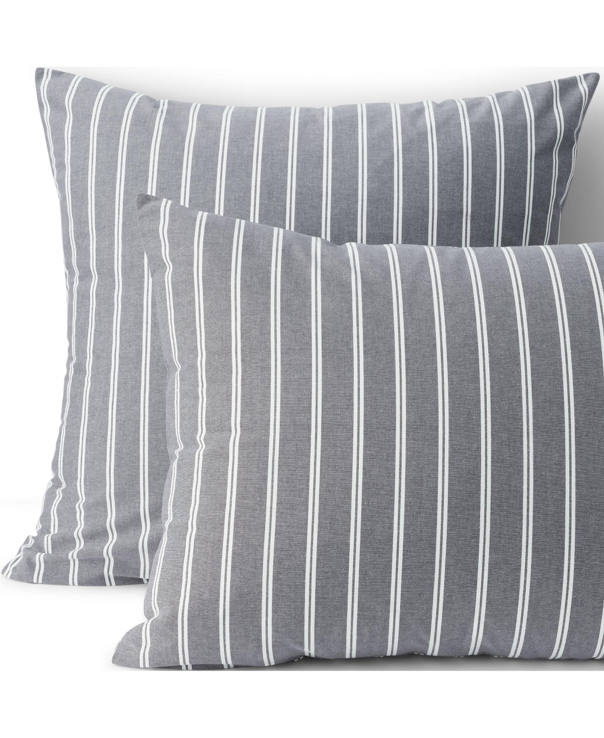 Oxford Yarn Dyed Cotton Sham - Black slate/graphite stripe