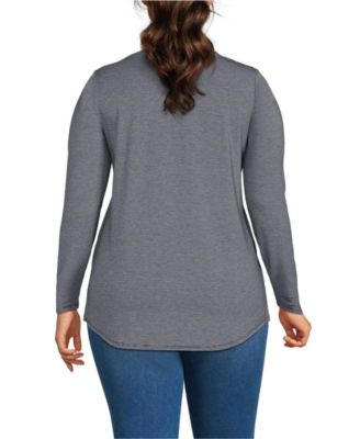Футболка-туника с длинным рукавом Power Performance и круглым вырезом и изогнутым подолом размера плюс от Lands' End.