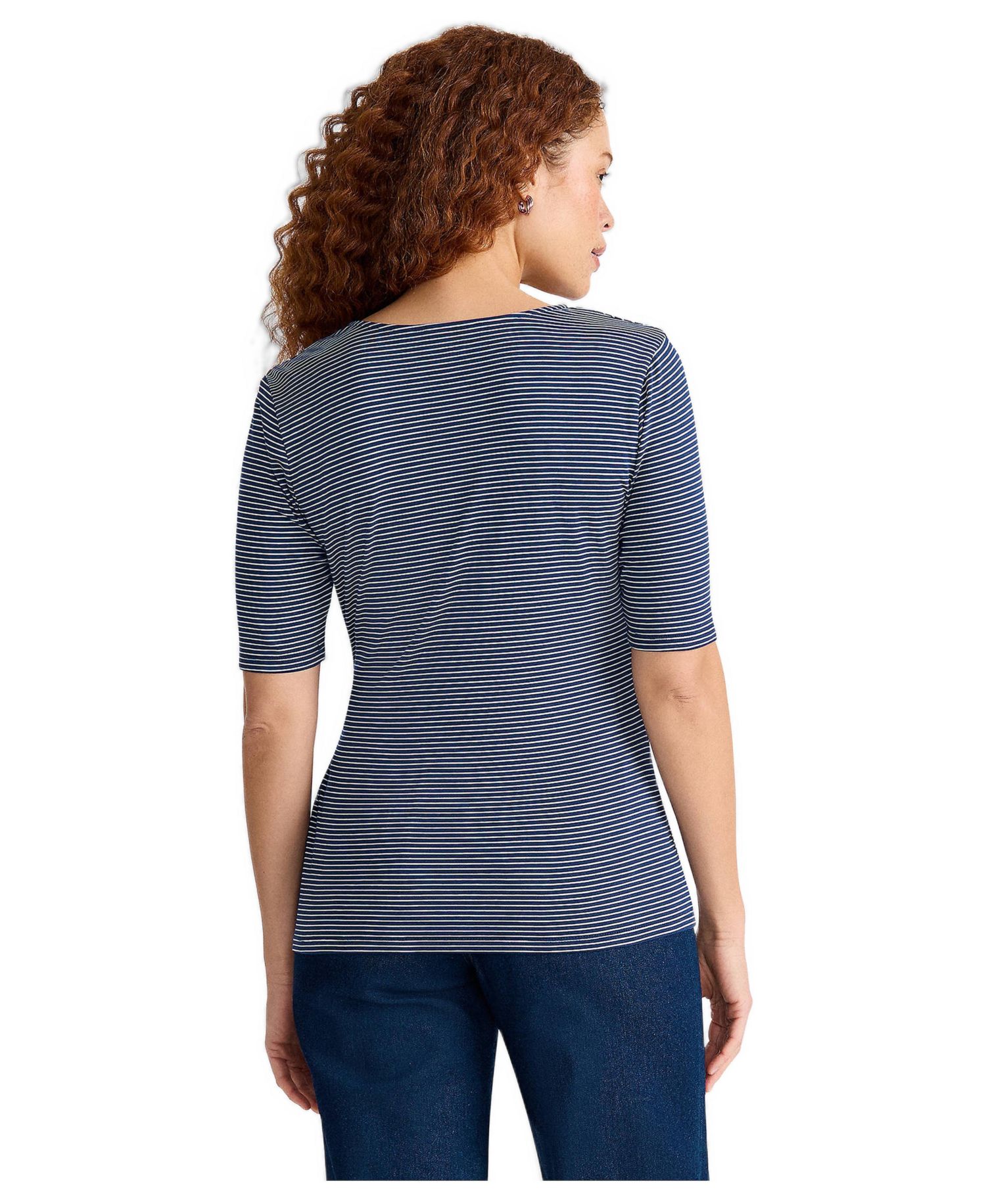 Women's Petite Elbow Sleeve Lightweight Jersey Side Tie Blouse