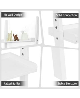 5-Tier Wall-leaning Ladder Shelf Display Rack for Plants and Books