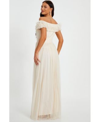 Женское макси-платье из сетчатого бардо с оборками QUIZ