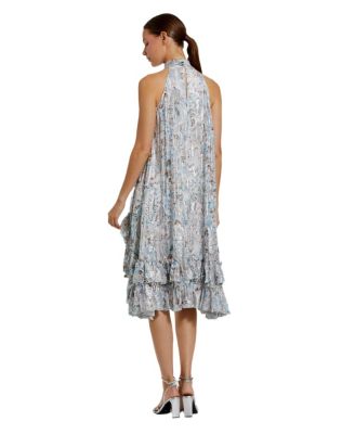 Женское мини-платье А-силуэта с каплевидным вырезом и цветочными оборками Mac Duggal от Mac Duggal.