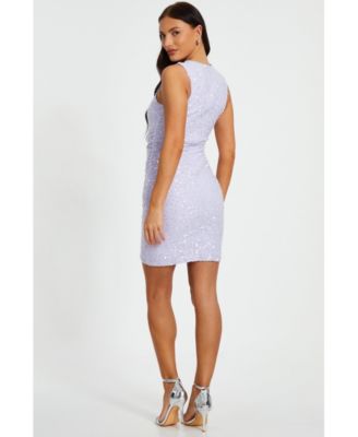 Женское мини-платье QUIZ из джерси с блестками и ремешком с рюшами