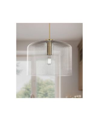 Lallie Ribbed Glass Drum Pendant Ceiling Light Fixture