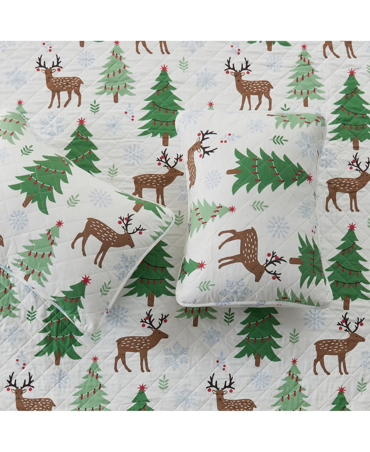 Linery & Co. Christmas Trees Microfiber Quilt Set With Shams