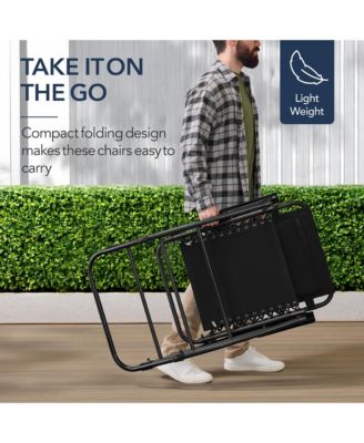 Folding Outdoor Zero Gravity Rocking Lounge Chair w/ Headrest Pillow