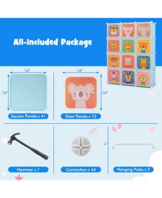 12 Cube Kids Wardrobe Closet with Hanging Section and Doors