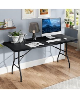 6 ft Portable Folding Table 350 LBS Fold-in-Half Table with HDPE Tabletop