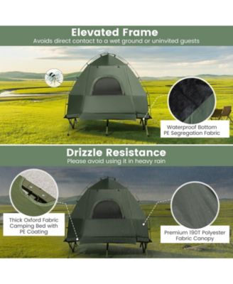 Camping Tent Cot, 5-in-1 Folding Camping Bed with Air Mattress, Pillow, Sleeping Bag, Waterproof Elevated Tent Shelter, Portable Outdoor Sleeping Cot with Carry Bag for Picnic, Trip (1-Person)