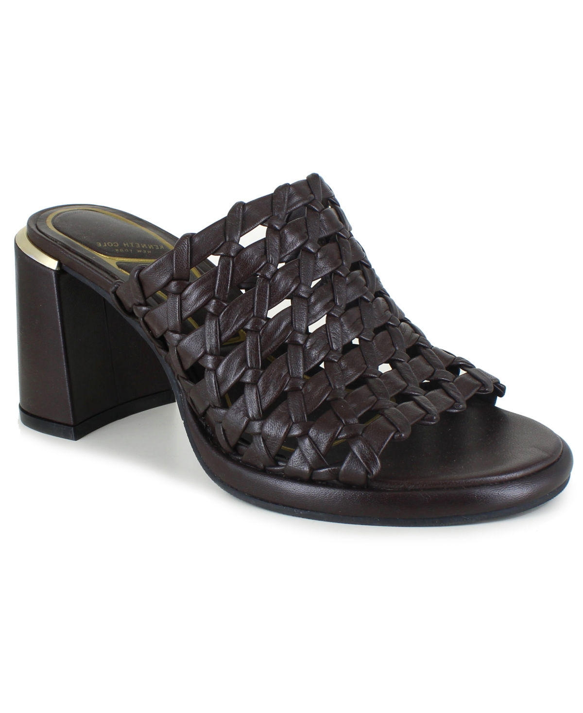 Kenneth Cole New York Women's Solara Round Toe Sandals In Dark Brown Leather