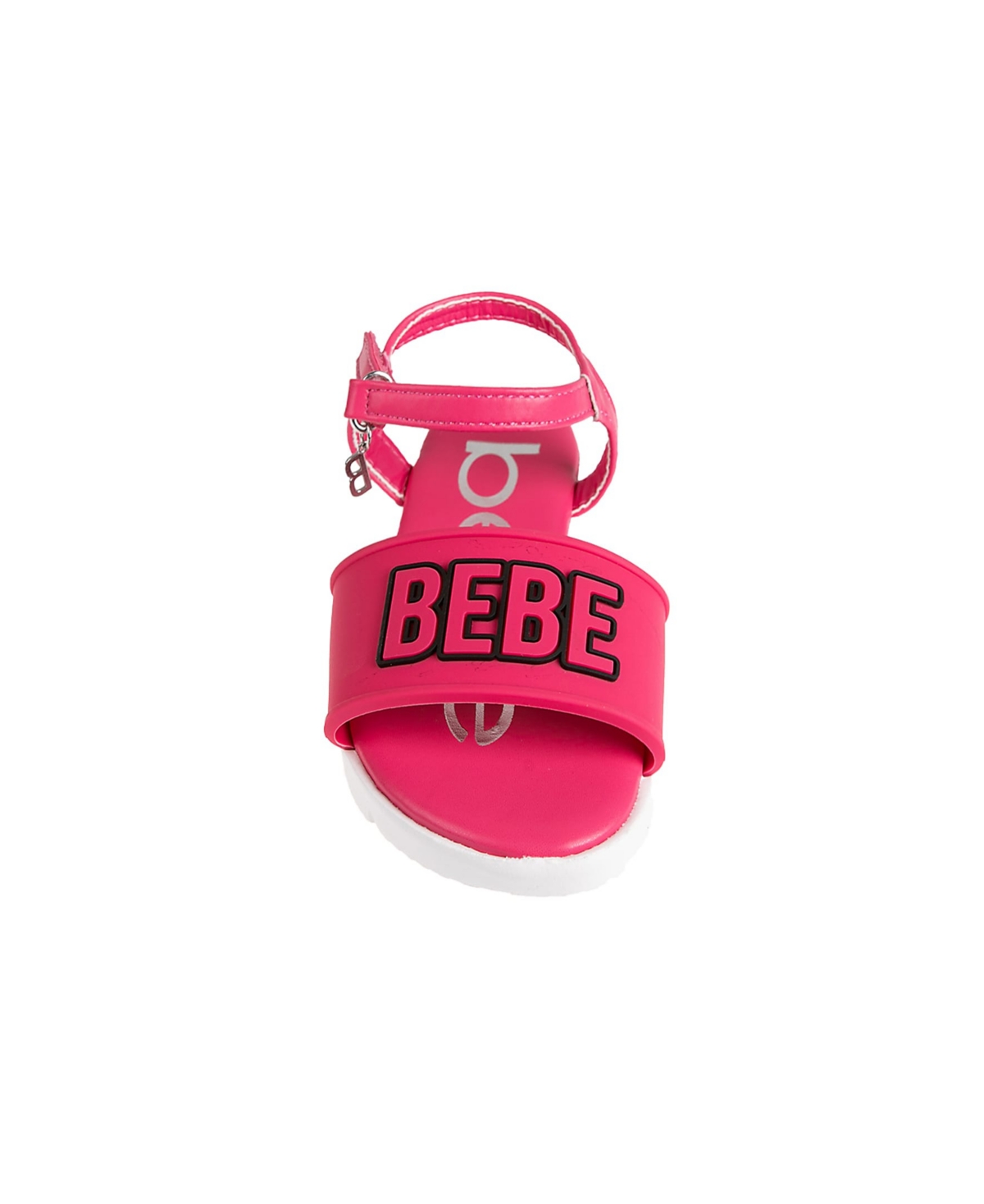 Bebe Little Girls Flat With Rhinestone Dangle Charm Sandals In Fuchsia
