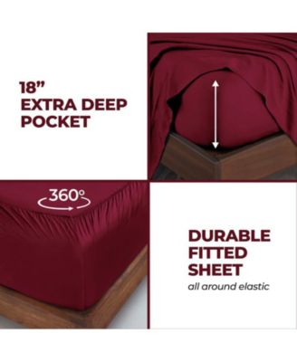 300 Thread Count Modal From Beechwood Lightweight Cooling Solid 4 Piece Extra Deep Pocket Bed Sheet Set, King