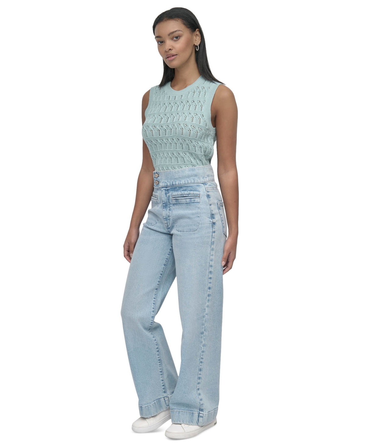 DKNY JEANS WOMEN'S HIGH-RISE TAB-WAIST WIDE-LEG JEANS 