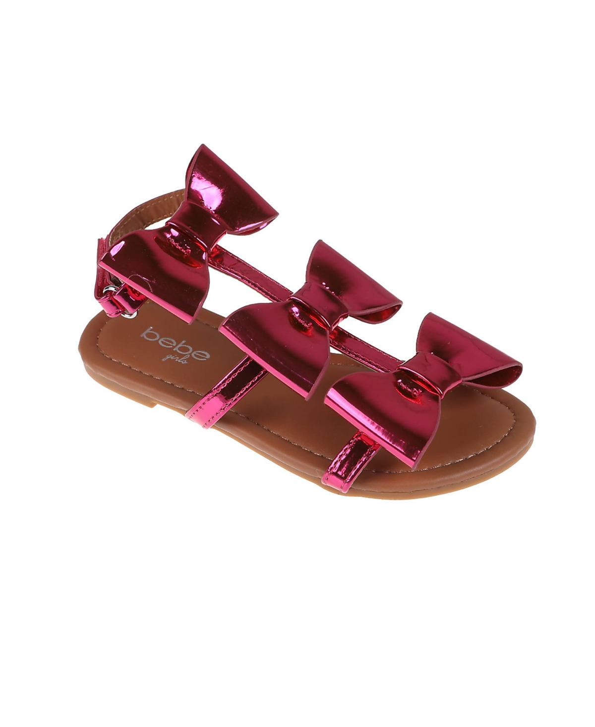 Bebe Little Girls Comfortable And Stylish Flat With Oversized Bows Sandals In Fuchsia