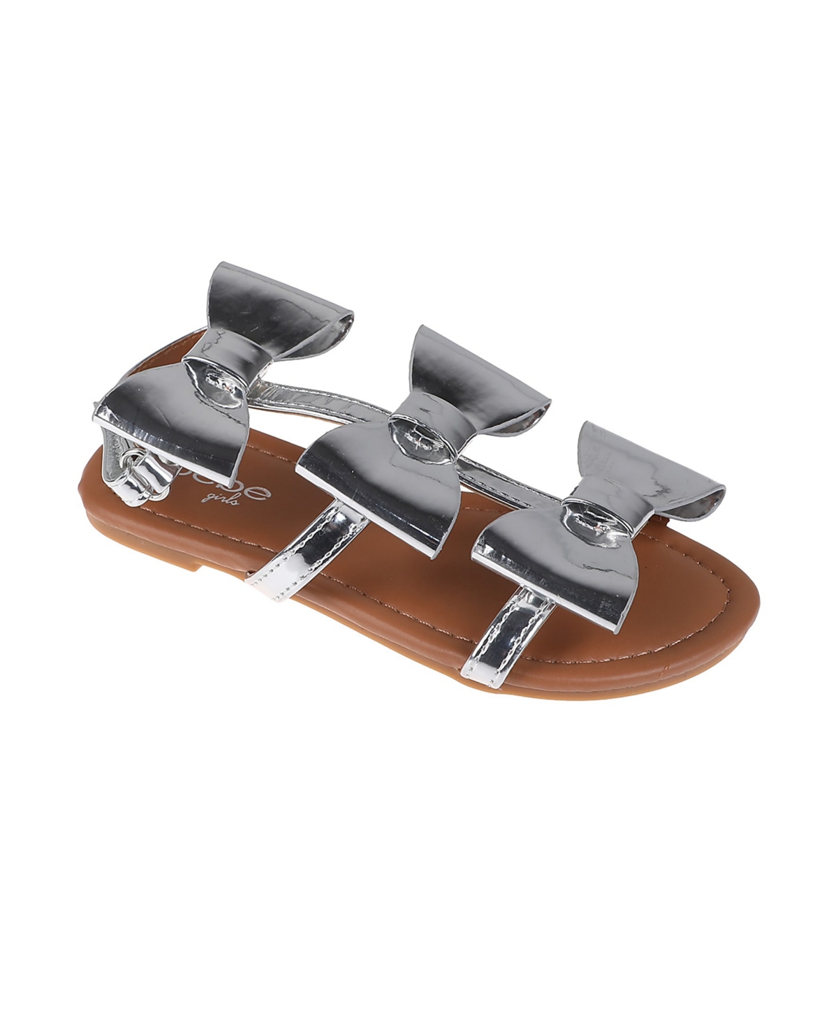 Bebe Little Girls Comfortable And Stylish Flat With Oversized Bows Sandals In Silver