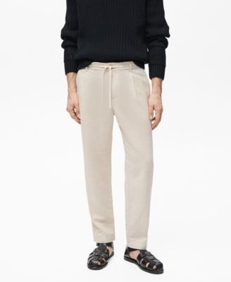 Men's Slim-Fit Linen-Blend Drawstring Pants
