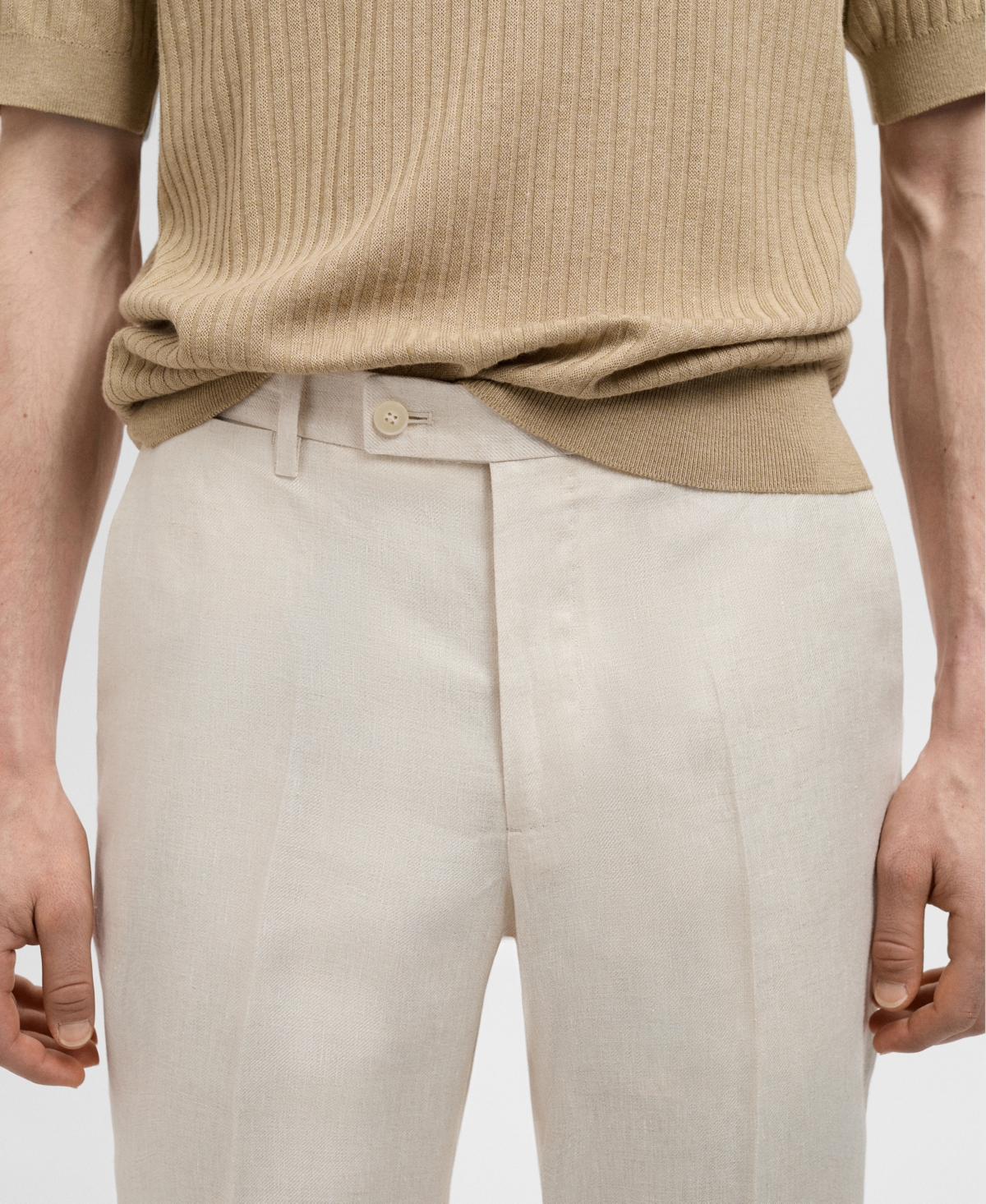 Mango Slim Fit Suit Pants In Neutral