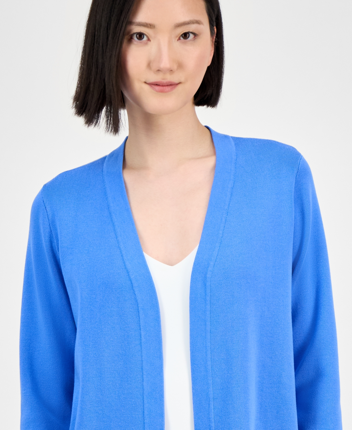 Ak Anne Klein Women's Newport Kissing Front Cardigan In Blue